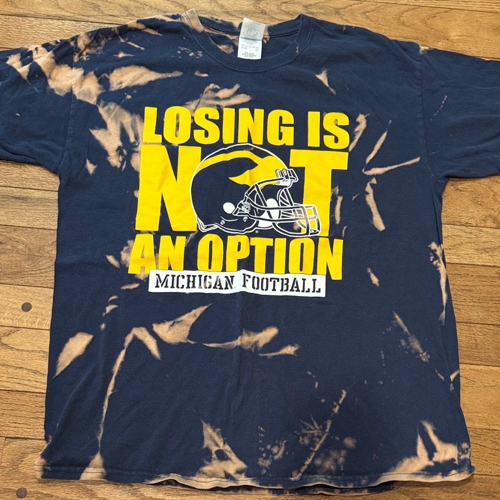 New Agenda Michigan University Football Blue and Tan Tie-Dye Tee
